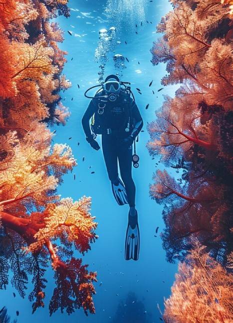 Diving underwater adventure